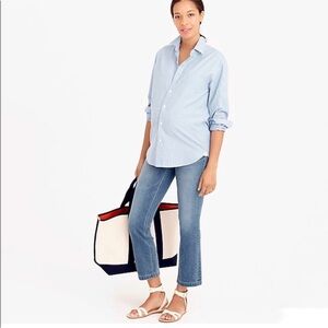 J.Crew Maternity Billie Demi Boot Crop Jeans Size 27 Light Blue Wash